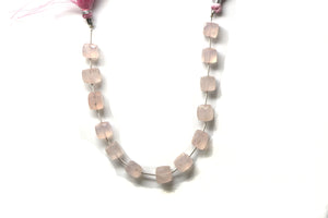 Rose Quartz Faceted Cube Drops, 9-10 mm, Rich Color, Quartz Gemstone Beads, (RQ-CUBE-9-10)(392)