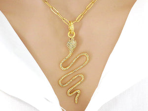 Pave Diamond Snake Pendant, (DPL-2431)