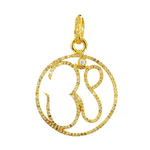Pave Diamond Om Aum Yoga Open Medallion Pendant, (DPM-1187)