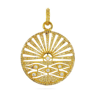 Pave Diamond Rising Sun to Sea Pendant, (DPL-2432)