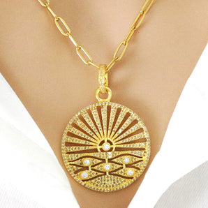 Pave Diamond Rising Sun to Sea Pendant, (DPL-2432)