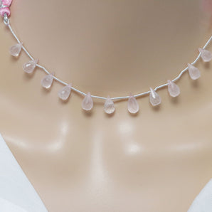 Rose Quartz Faceted Tear Drops, 5x9-6x10 mm, Rich Color, Quartz Gemstone Beads, (RQ-TR-5x9-6x10)(393)