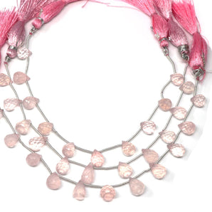 Rose Quartz Faceted Tear Drops, 7x10-8x12 mm, Rich Color, Quartz Gemstone Beads, (RQ-TR-7x10-8x12)(394)