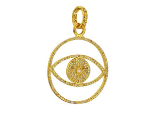 Pave Diamond Open Circle Evil Eye Pendant, (DPM-1185)