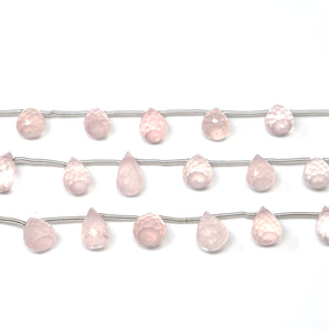 Rose Quartz Faceted Tear Drops, 7x10-8x12 mm, Rich Color, Quartz Gemstone Beads, (RQ-TR-7x10-8x12)(394)