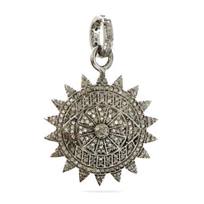 Pave Diamond Evil Eye Sun Medallion Pendant, (DPS-149)