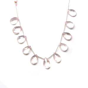 Rose Quartz Faceted Pear Drops, 11x14-15 mm, Rich Color, Quartz Gemstone Beads, (RQ-PR-11x14-15)(401)