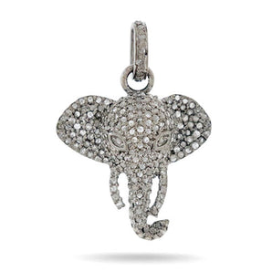 Pave Diamond Elephant Head Pendant, 2 Finishes, (DPS-182)