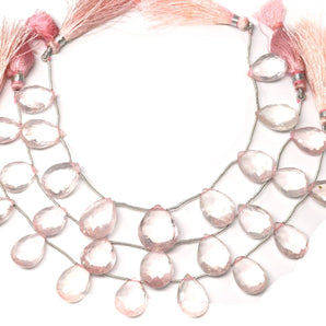 Rose Quartz Faceted Pear Drops, 12x17-15x20 mm, Rich Color, Quartz Gemstone Beads, (RQ-PR-12x17-15x20)(400)
