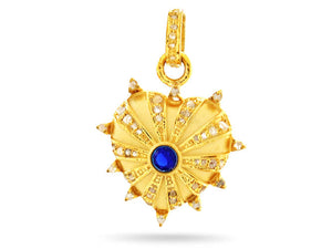 Pave Diamond Heart Pendant w/ Blue Sapphire, (DPS-181)