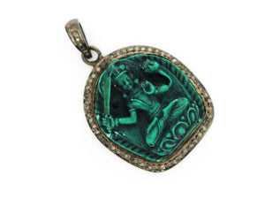 Pave Diamond Turquoise Goddess Pendant, (DTR-2026) - Beadspoint
