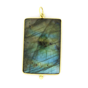 Gold Plated Labradorite Cabochon Rectangle Bezel, 27x40 mm, (BZC-1052) - Beadspoint