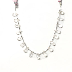 Rose Quartz Faceted Tear Drops, 5x7-5x12 mm, Rich Color, Quartz Gemstone Beads, (RQ-TR-5x7-5x12)(395)