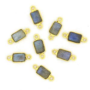 Gold Plated Labradorite Tiny Rectangle Connector, 6x8 mm, (BZC-1054) - Beadspoint