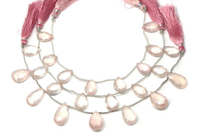 Rose Quartz Faceted Pear Drops, 9x13-11x17 mm, Rich Color, Quartz Gemstone Beads, (RQ-PR-9x13-11x17)(399)