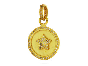 Pave Diamond Small Star Medallion Pendant, (DPS-150)