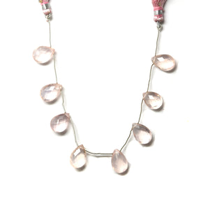 Rose Quartz Faceted Pear Drops, 9x13-11x17 mm, Rich Color, Quartz Gemstone Beads, (RQ-PR-9x13-11x17)(399)