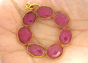 Sterling Silver Pink Sapphire Fancy Artisan Handcrafted Pendant, (SP-5573)