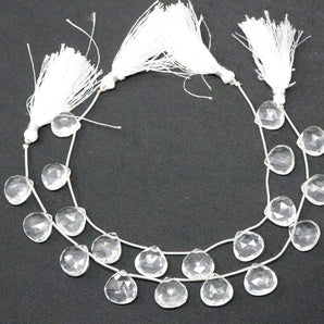 Natural Rock Crystal Faceted Heart Drops, 14 mm, Rich Color, Crystal Gemstone Beads, (RCY-HRT-14)(404)