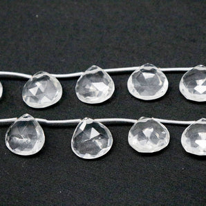 Natural Rock Crystal Faceted Heart Drops, 14 mm, Rich Color, Crystal Gemstone Beads, (RCY-HRT-14)(404)