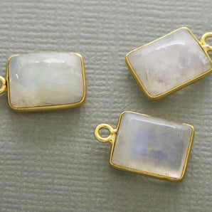 Gold Plated Smooth Rectangle Bezel Pendant, 12X10 mm, (BZC-2005) - Beadspoint