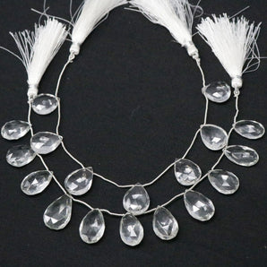 Natural Rock Crystal Faceted Pear Drops, 11x15-13x18 mm, Rich Color, Crystal Gemstone Beads, (RCY-PR-11x15-13x18)(408)