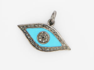 Pave Diamond Enamel Evil Eye Charm (DCH-120) - Beadspoint