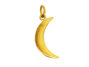 Sterling Silver Vermeil Artisan Handmade Crescent Moon Charm, (AF-403)