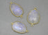 Gold Plated Rainbow Moonstone Faceted Oval Bezel Connector, 22-24 mm, (BZC-2037)