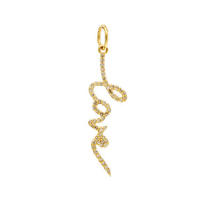 14k Solid Yellow Gold & Diamond Love Script Pendant, (14K-DCH-855)