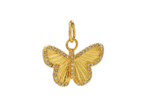 14k Solid Yellow Gold & Diamond Butterfly Charm, (14K-DCH-858)