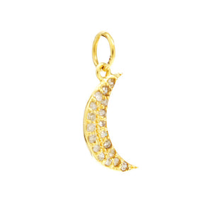 14k Solid Yellow Gold & Diamond Crecsent Moon Charm, (14K-DCH-861)