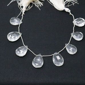 Natural Rock Crystal Faceted Pear Drops, 11x15-13x18 mm, Rich Color, Crystal Gemstone Beads, (RCY-PR-11x15-13x18)(409)