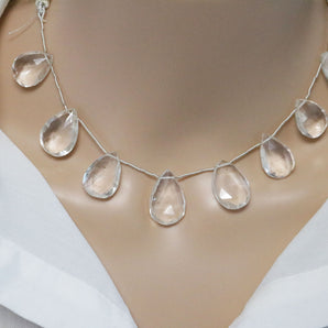 Natural Rock Crystal Faceted Pear Drops, 11x15-13x18 mm, Rich Color, Crystal Gemstone Beads, (RCY-PR-11x15-13x18)(409)