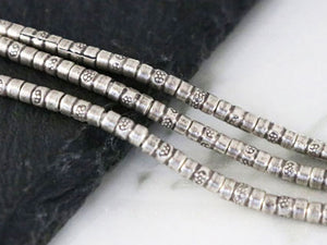 20 of Karen Hill Tribe Silver Imprinted Tubular Beads, 6x3 mm, (TH-8013)