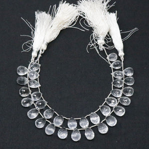 Natural Rock Crystal Faceted Drops, 8x12 mm, Rich Color, Crystal Gemstone Beads, (RCY-TR-8x12)(412)