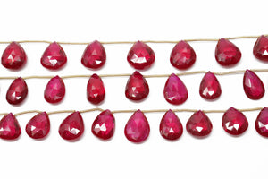 Natural Red Quartz Faceted Pear Drops, 10x13-13x16 mm, Rich Color, Quartz Gemstone Beads, (RQZ-PR-10x13-13x16)(416)