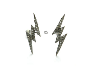 Pave Diamond lightning Bolt Earrings studs, (DER-1068) - Beadspoint