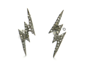 Pave Diamond lightning Bolt Earrings studs, (DER-1068) - Beadspoint