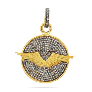 Pave Diamond Aviator Wings Pendant, (DPM-1205)