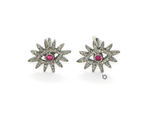 Pave Diamond Evil Eye Earrings studs, (DER-1069) - Beadspoint