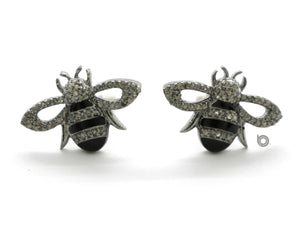 Pave Diamond Enamel Designer Bee Ear Stud, (DER-1065) - Beadspoint