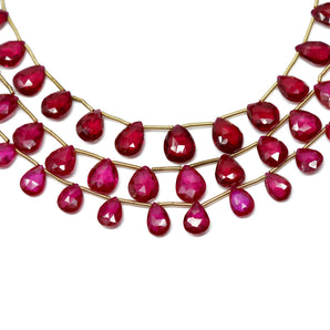 Natural Red Quartz Faceted Pear Drops, 6x8-7x10 mm, Rich Color, Quartz Gemstone Beads, (RQZ-PR-6x8-7x10)(417)