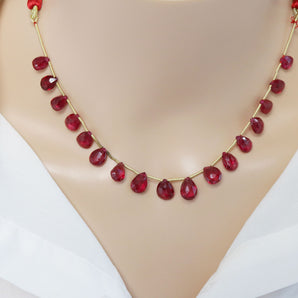 Natural Red Quartz Faceted Pear Drops, 6x8-7x10 mm, Rich Color, Quartz Gemstone Beads, (RQZ-PR-6x8-7x10)(417)