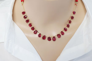 Natural Red Quartz Faceted Pear Drops, 6x8-7x10 mm, Rich Color, Quartz Gemstone Beads, (RQZ-PR-6x8-7x10)(417)