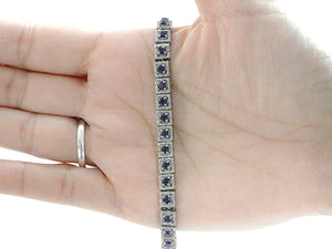 Pave Diamond & blue sapphire antique inspired bracelet with hinge lock, (DBG-70)