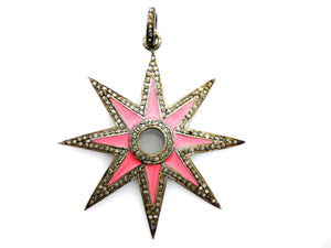 Pave Diamond Enamel Star Pendant - DEM-4054 - Beadspoint