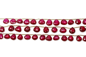 Natural Red Quartz Faceted Heart Drops, 10-12 mm, Rich Color, Quartz Gemstone Beads, (RQZ-HRT-10-12)(418)