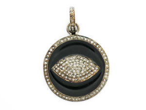 Pave Diamond Enamel EviL Eye Pendant - DEM-4060 - Beadspoint