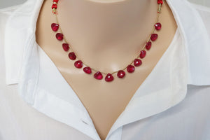 Natural Red Quartz Faceted Heart Drops, 8-9 mm, Rich Color, Quartz Gemstone Beads, (RQZ-HRT-8-9)(419)